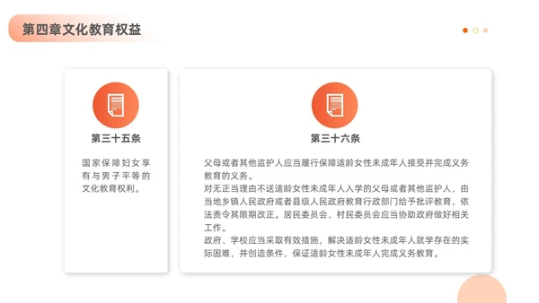 橙色黄色插画风简约风妇女权益保障法法律条文解释PPT女性健康