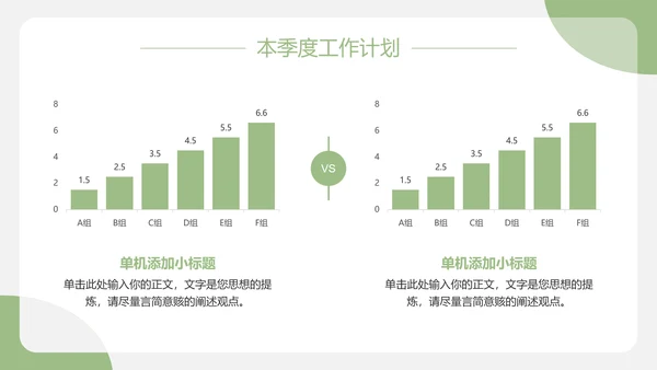 绿色简约风季度工作汇报PPT模板