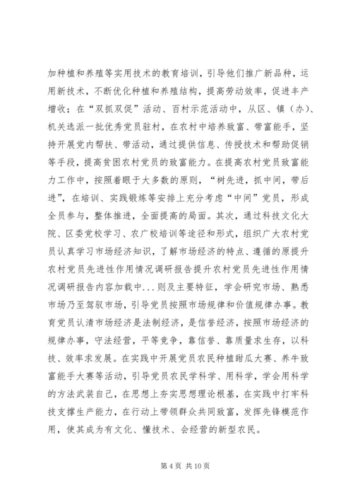 提升农村党员先进性作用情况调研报告.docx