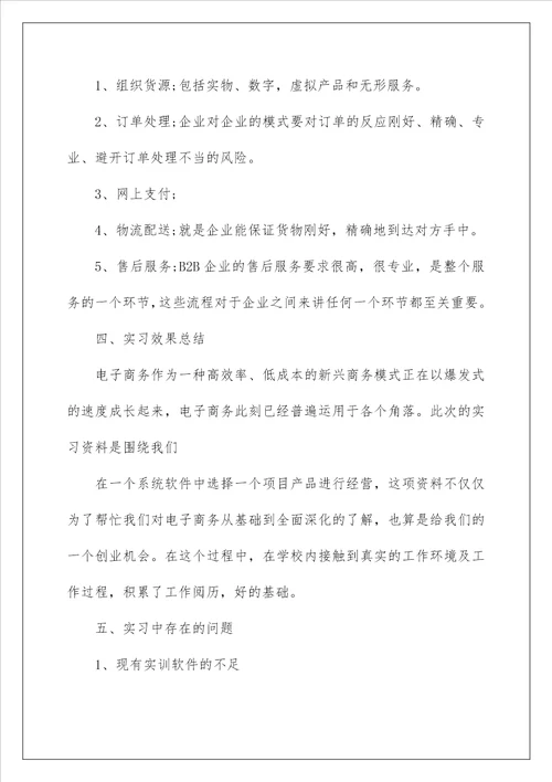 大学生电子商务毕业实习报告内容3000字