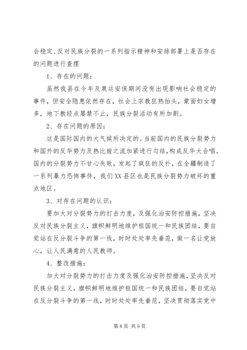 反分裂再教育对照检查材料.docx