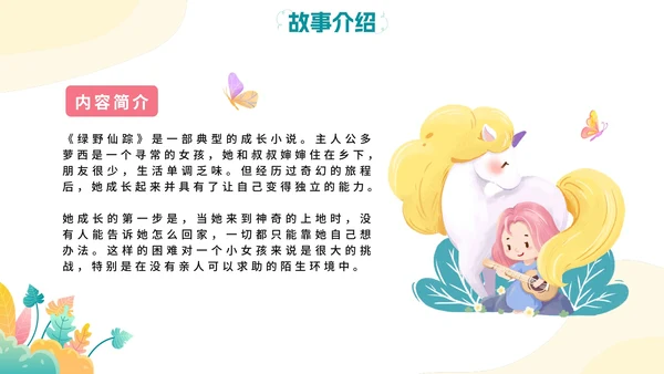 卡通手绘梦幻绿野仙踪名著导读教学PPT模板