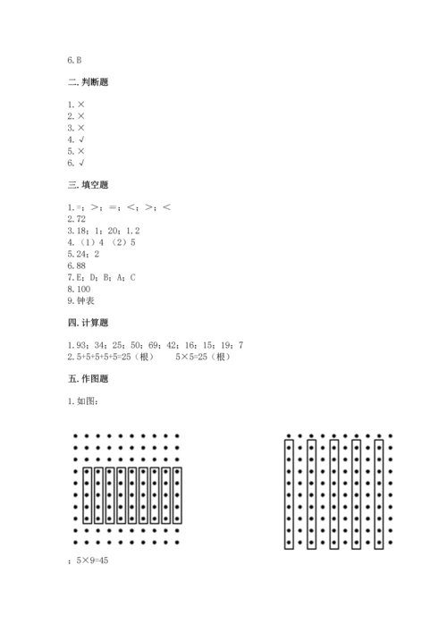 人教版数学二年级上册期末测试卷带答案（突破训练）.docx