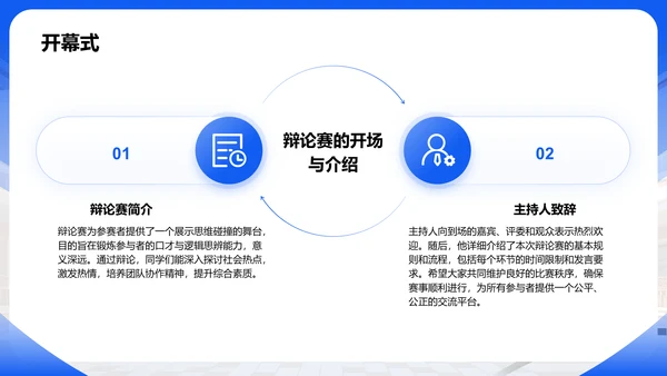 蓝色商务风辩论赛流程与规则PPT模板