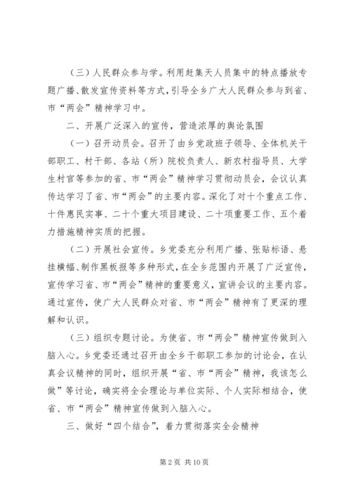 乡镇学习贯彻省“两会”精神的报告.docx