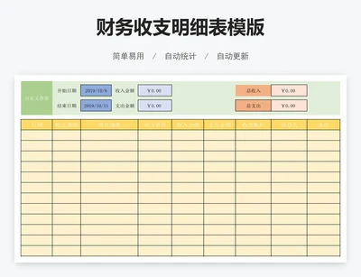财务收支明细表模版