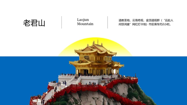 蓝黄色国风新中式洛阳旅游攻略