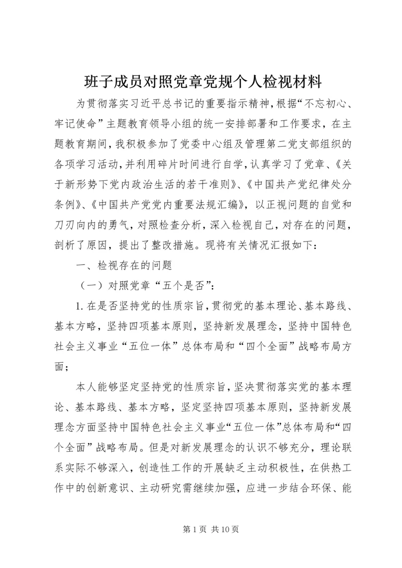 班子成员对照党章党规个人检视材料.docx