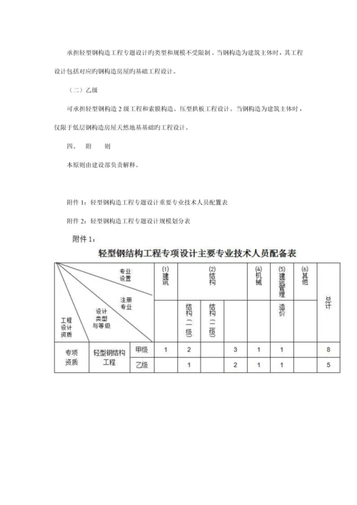 轻型钢结构工程设计专项资质标准.docx