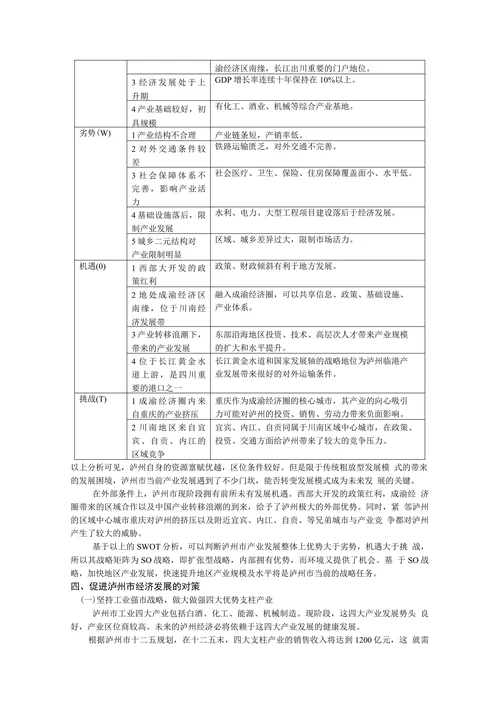 泸州市区域经济发展现状及对策分析