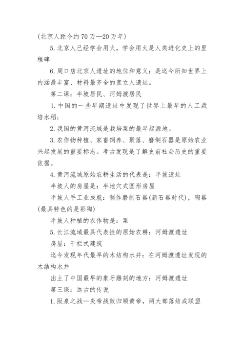 初一历史上册知识点总结归纳（精选）.docx