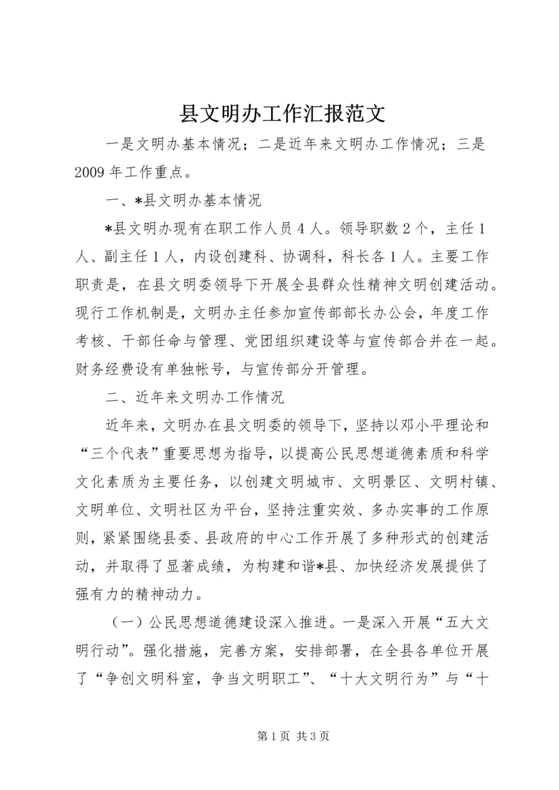 县文明办工作汇报范文.docx