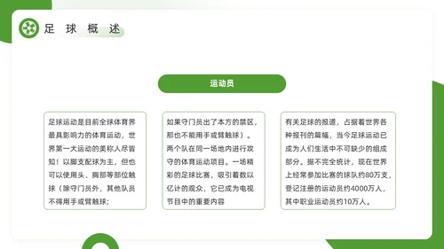 绿色简约风欢迎走进足球世界PPT模板