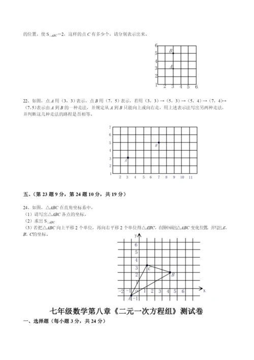 人教版七年级数学下册各单元测试题及答案汇总.docx