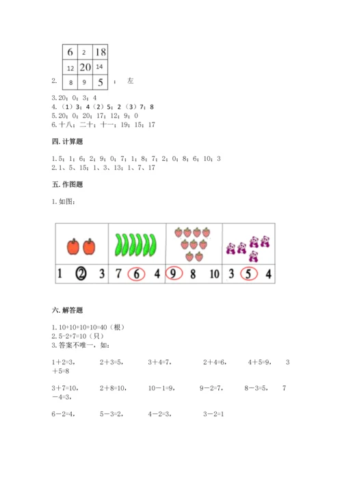 小学一年级上册数学期末测试卷及参考答案（名师推荐）.docx