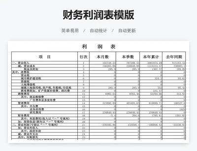 财务利润表模版