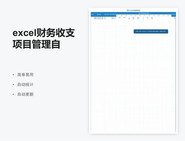 excel财务收支项目管理自动化报表系统
