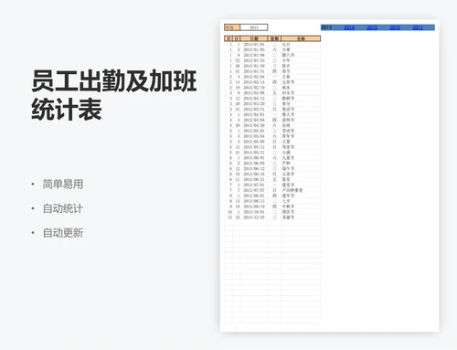 员工出勤及加班统计表
