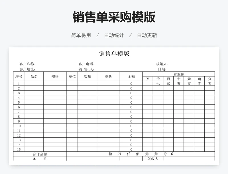 销售单采购模版