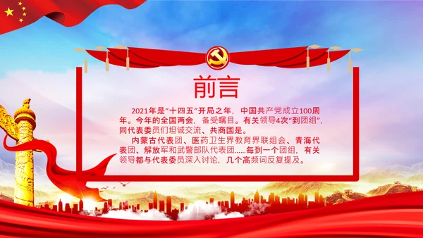 聚焦全国两会到团组高频词PPT模板