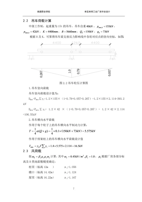 单层单跨工业厂房设计-建筑工程技术职业学院毕业论文.docx