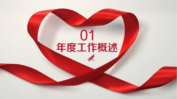 红丝带爱心感恩年终总结通用PPT模板
