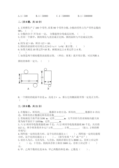 西师大版数学小升初模拟试卷及答案（最新）.docx