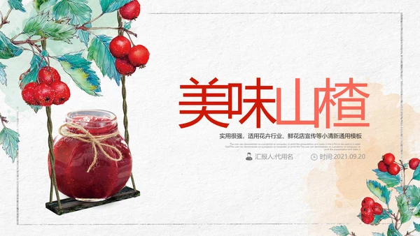 简约风山楂新鲜营养美味水果宣传总结汇报ppt