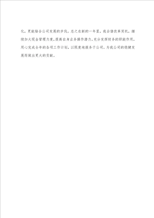 工厂出纳年初工作计划
