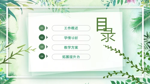 小清新水彩风初中班主任述职报告PPT动态模板