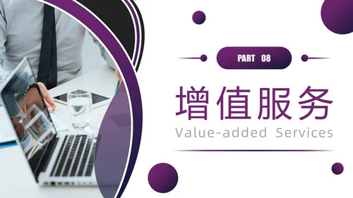 紫色圆圈简约商务风物业管理品质提升PPT模板员工培训