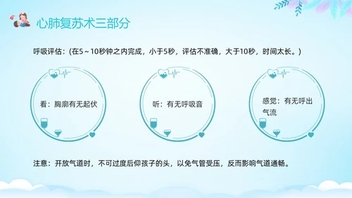 蓝色卡通儿童心肺复苏PPT模板宣传PPT动态PPT