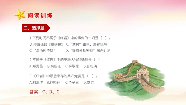红色党建山河绸缎学校教师教学中考名著红岩复习课件中考语文复习课件