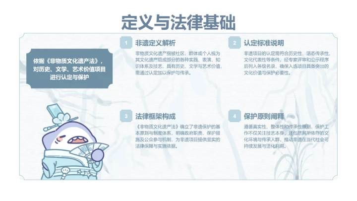 淡蓝水墨呆呆鲨非遗文化概览PPT主题