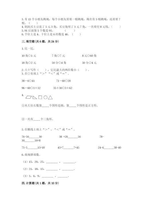 小学一年级下册数学期末测试卷及参考答案【名师推荐】.docx