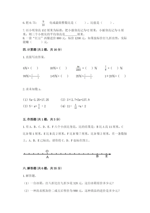 冀教版小学六年级下册数学期末检测试题附参考答案（巩固）.docx