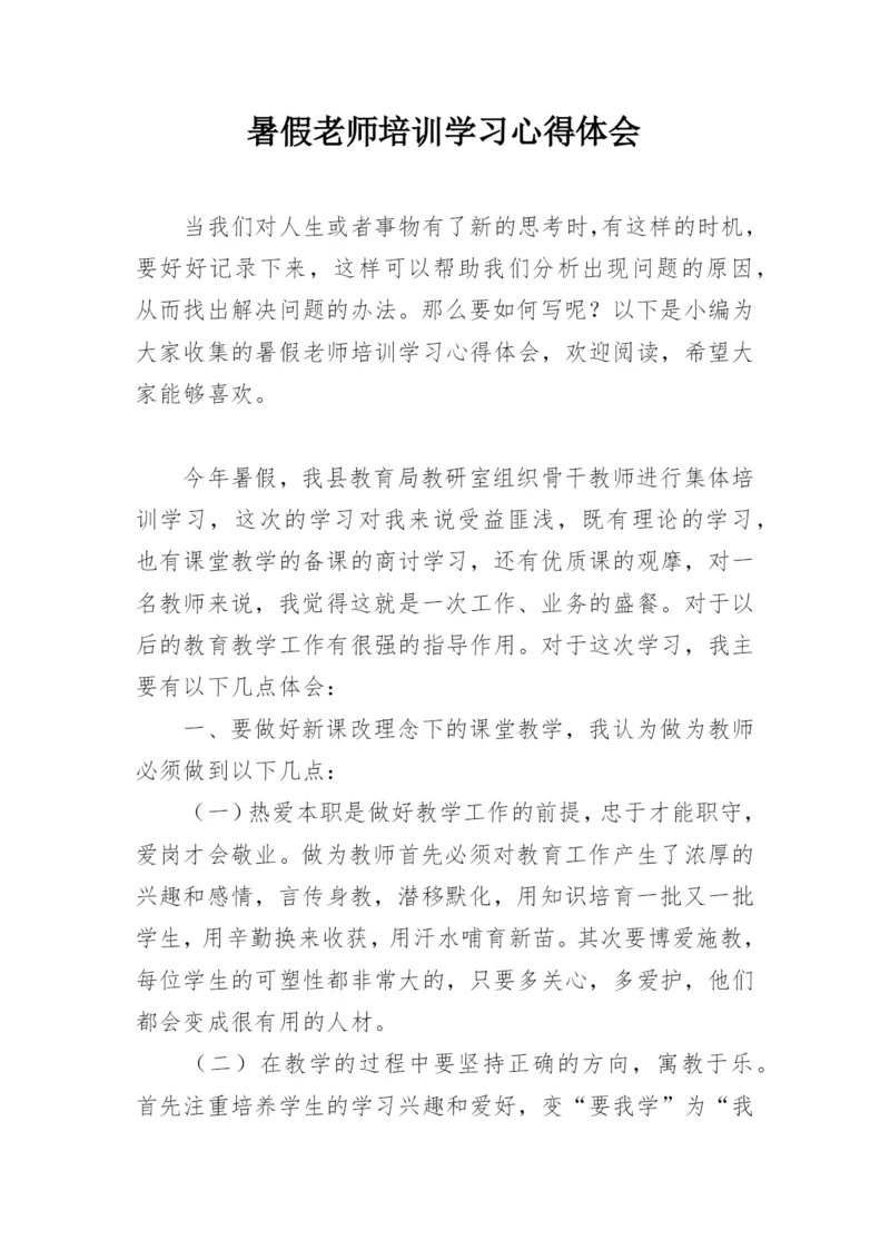 暑假老师培训学习心得体会.docx