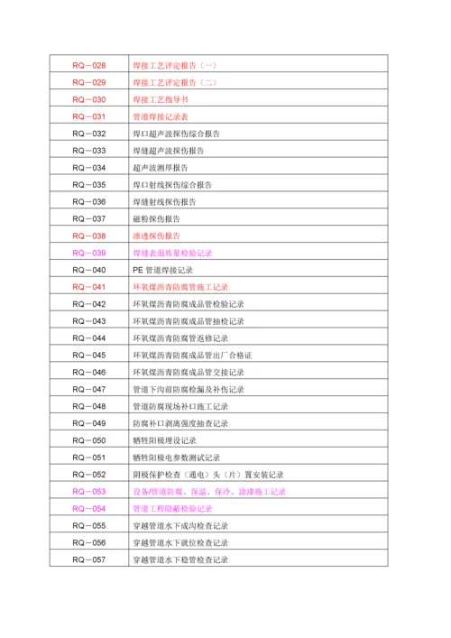 全套燃气管道竣工资料表格.docx