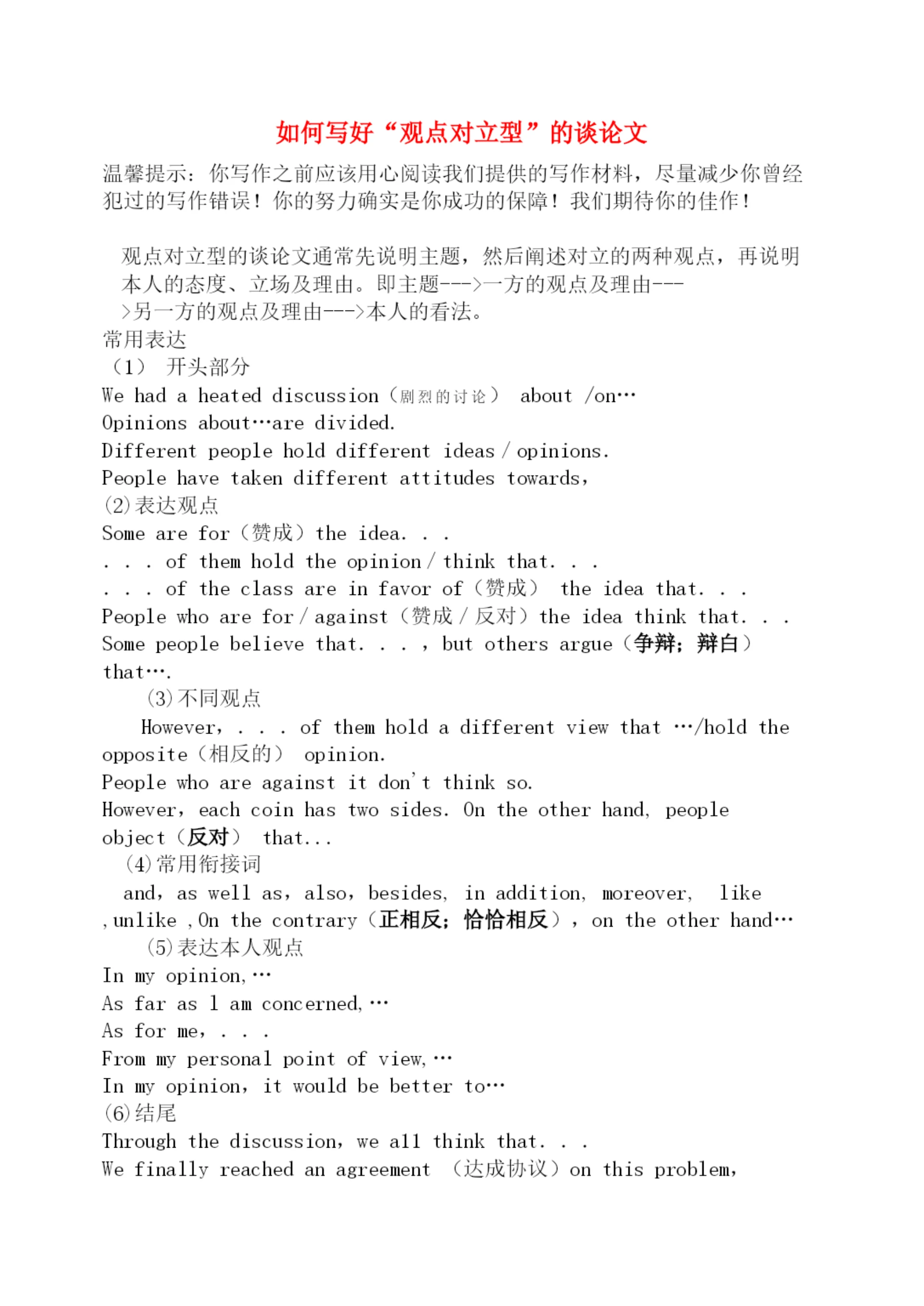 【精编】高中英语教学论文如何写好观点对立型的议论文新人教版.docx