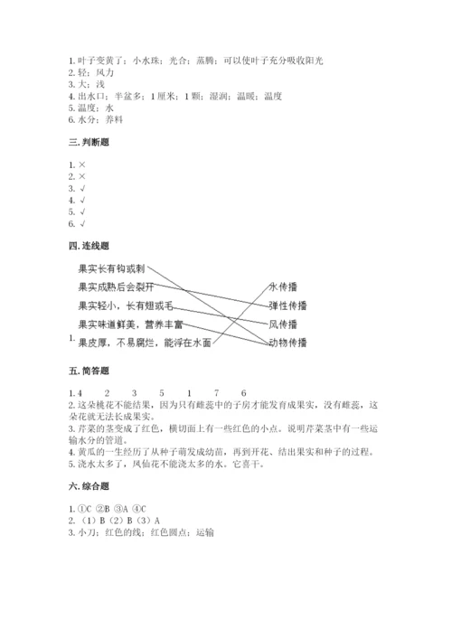 科学四年级下册第一单元植物的生长变化测试卷精品【有一套】.docx