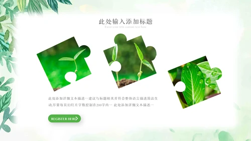 植物生长绿芽小树苗生长发芽成长ppt模板