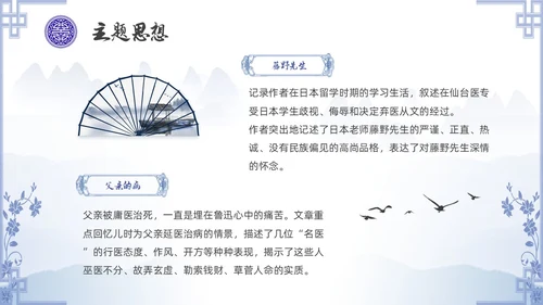 中国风青花瓷名著阅读朝花夕拾读书分享PPT