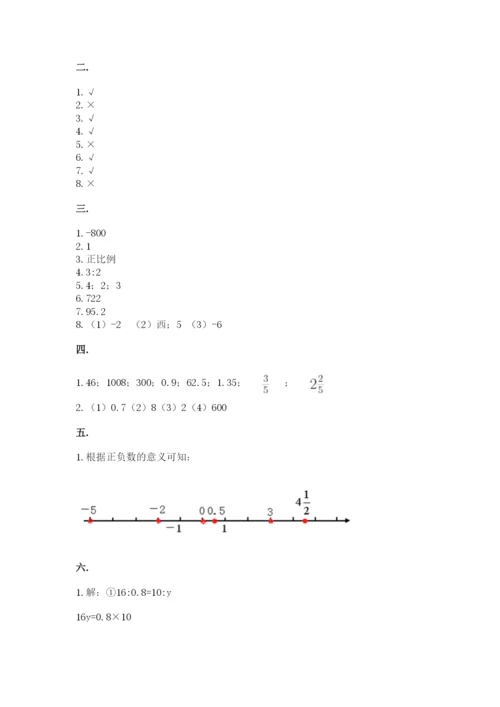 人教版数学六年级下册试题期末模拟检测卷及答案（名师系列）.docx
