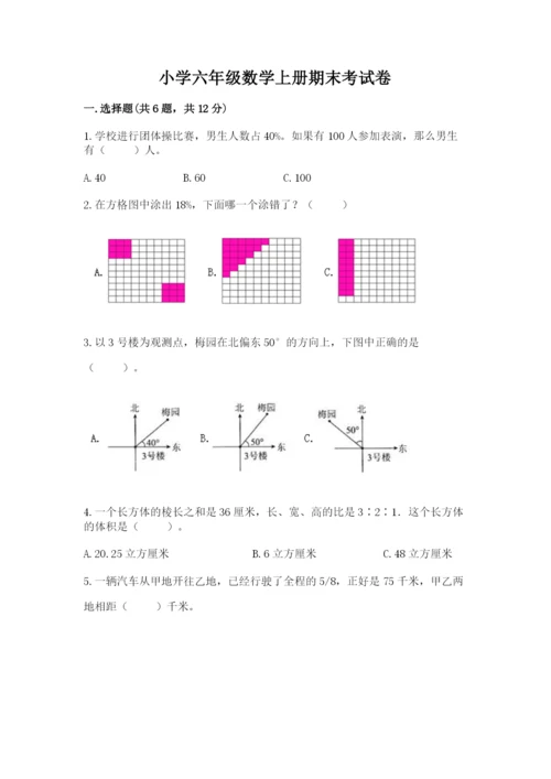 小学六年级数学上册期末考试卷（名校卷）.docx