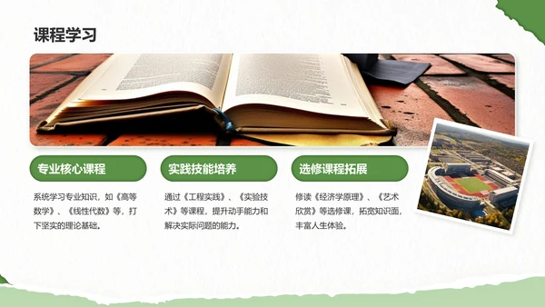 绿色剪纸风我的大学生活与成长故事PPT模板
