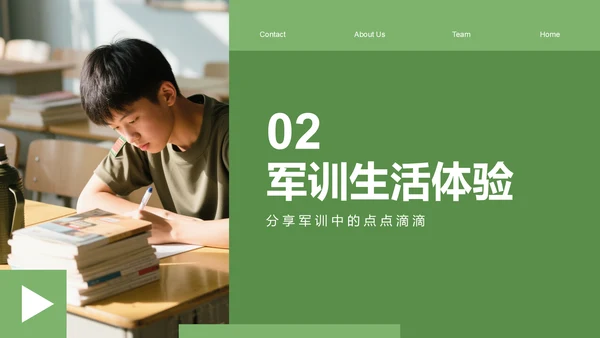 绿色商务风军训心得体会分享PPT模板