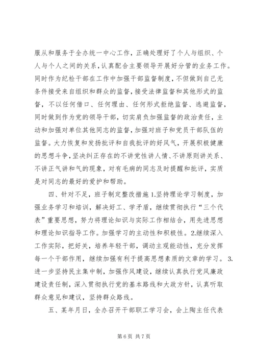 二○○五年党员领导干部民主生活会情况报告.docx