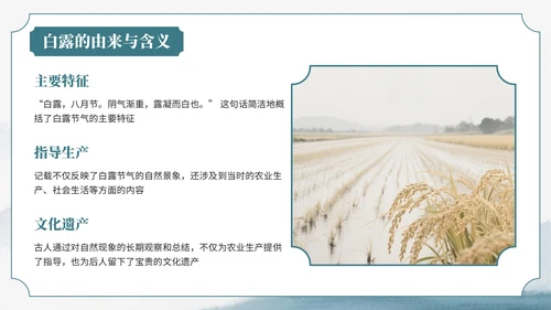 绿色中国风风格格白露节气介绍PPT模板
