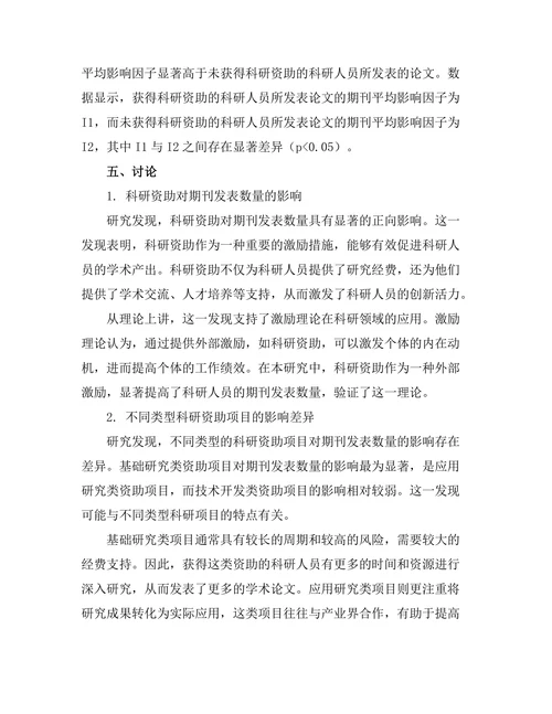 科研资助对期刊发表数量的影响研究