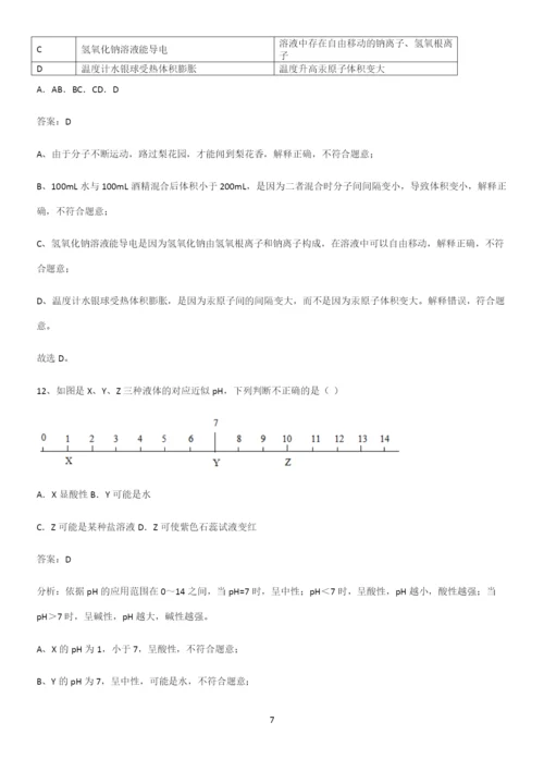 通用版初中化学九年级化学下册第十单元酸和碱知识总结例题.docx